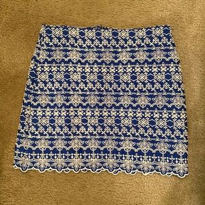 Size 6: LOFT Skirt (Blue and White) Never worn